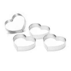 4 Cercles à tarte individuels perforés Coeurs, Scrapcooking