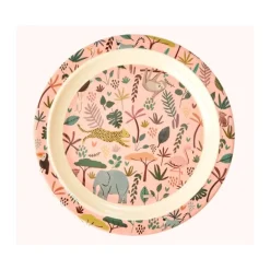 Assiette plate rose Jungle en mélamine, Rice