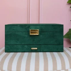 Boîte à Bijoux Denise Velours Vert, Maison Scarlett