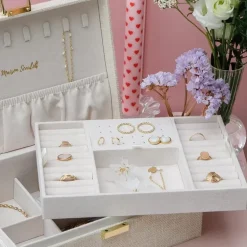 Boîte à Bijoux Louise Lin Beige, Maison Scarlett