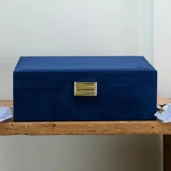 Boîte à Bijoux Louise Velours Bleu Marine, Maison Scarlett