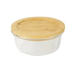 Boîte ronde en verre et bambou 620ml, Pebbly