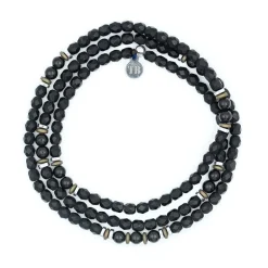 Bracelet Homme 3 tours Magnetic Gentleman Tourmaline Noire, Têtes Blondes