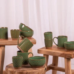 Coffret 4 mugs 35cl Jaspe Vert, Table Passion