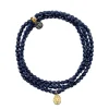 Collier et Bracelet 3 tours Madone Bleu Navy, Têtes Blondes