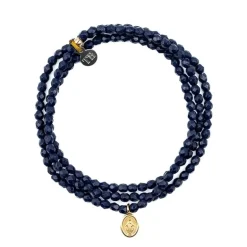 Collier et Bracelet 3 tours Madone Bleu Navy, Têtes Blondes