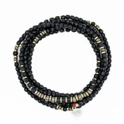 Collier et Bracelet 6 tours Black Panther, Têtes Blondes