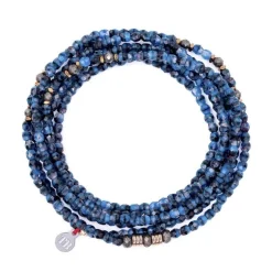 Collier et Bracelet 6 tours Gabrielle Denim Marbré, Têtes Blondes