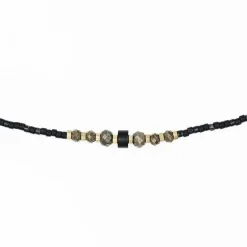 Collier et Bracelet 3 tours Black Panther Slim, Têtes Blondes
