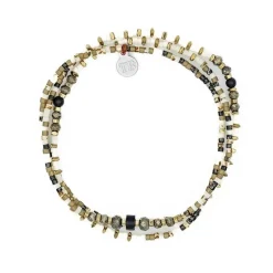 Collier et Bracelet 3 tours Python Slim, Têtes Blondes