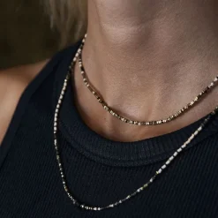 Collier et Bracelet 3 tours Python Slim, Têtes Blondes
