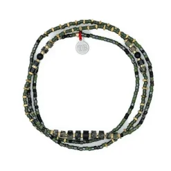 Collier et Bracelet 3 tours Crocodile Slim, Têtes Blondes