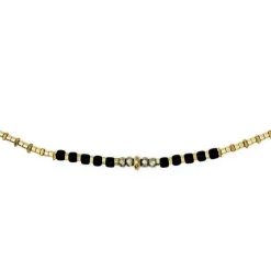 Collier et Bracelet 3 tours Andy Gold Noir, Têtes Blondes
