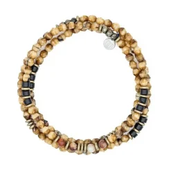 Collier et Bracelet 3 tours Gentleman Snake, Têtes Blondes