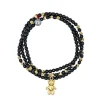 Collier et Bracelet 3 tours Doudou Dédé Noir, Têtes Blondes