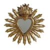 Décoration miroir ex-voto coeur soleil or, Emdé