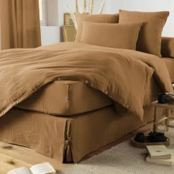 Drap housse Gaïa Camel en gaze de coton, L'effet papillon