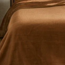 Jeté de lit Gaufré Marron, Linder