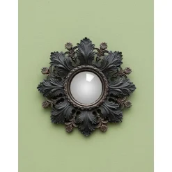 Miroir convexe Feuilles Noires et Fleurs, Chehoma