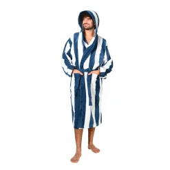 Peignoir mixte rayé velours Antigua Indigo, Sensei
