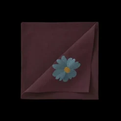 Serviette de table brodée Coup de Foudre Prune, Sylvie Thiriez