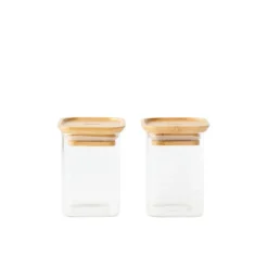 Set de 2 boites en verre 240 ml et couvercle en bambou, pebbly