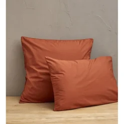 Taie d'oreiller Percale Orange argile, Sylvie Thiriez