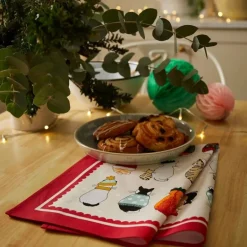 Torchon en coton Christmas Cats in Waiting, Ulster Weavers