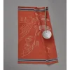 Torchon jacquard Journée à la mer Orange, Sylvie Thiriez