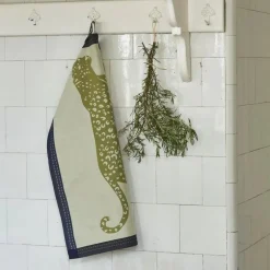 Torchon jacquard Léo Marine/Kaki, Sylvie Thiriez